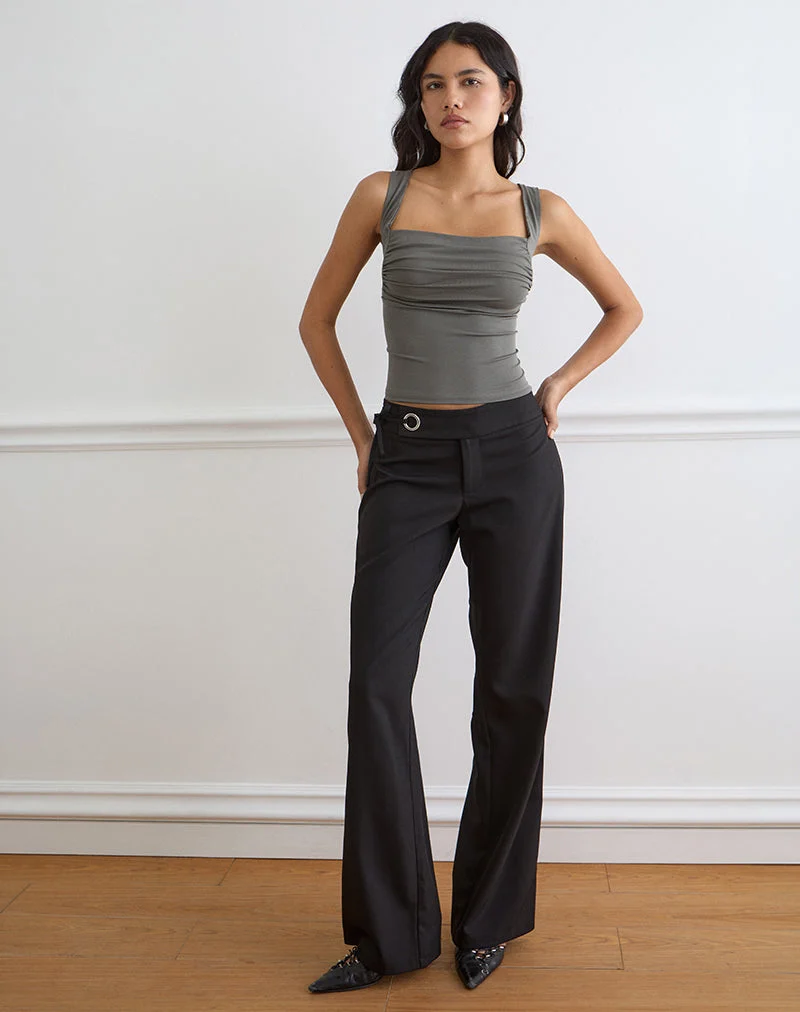 Adila Cami-Oberteil aus geripptem Lyocell in Warm Grey