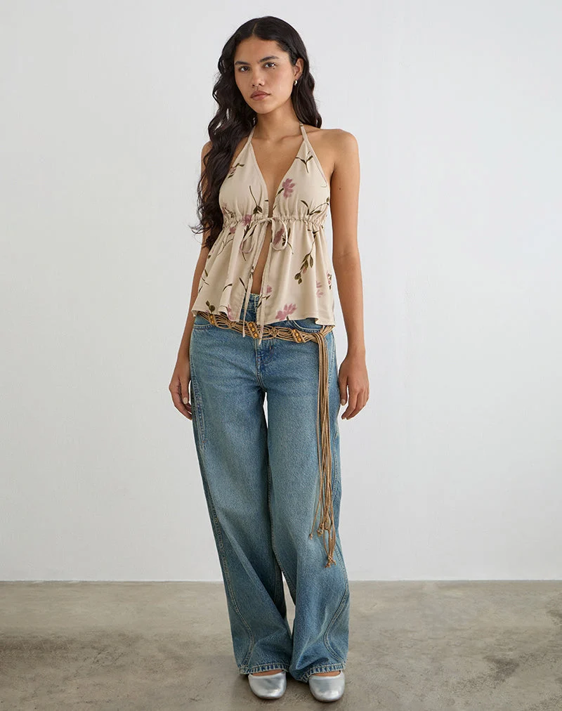 Yalova-Haltertop in „Bloom Leafy Taupe“