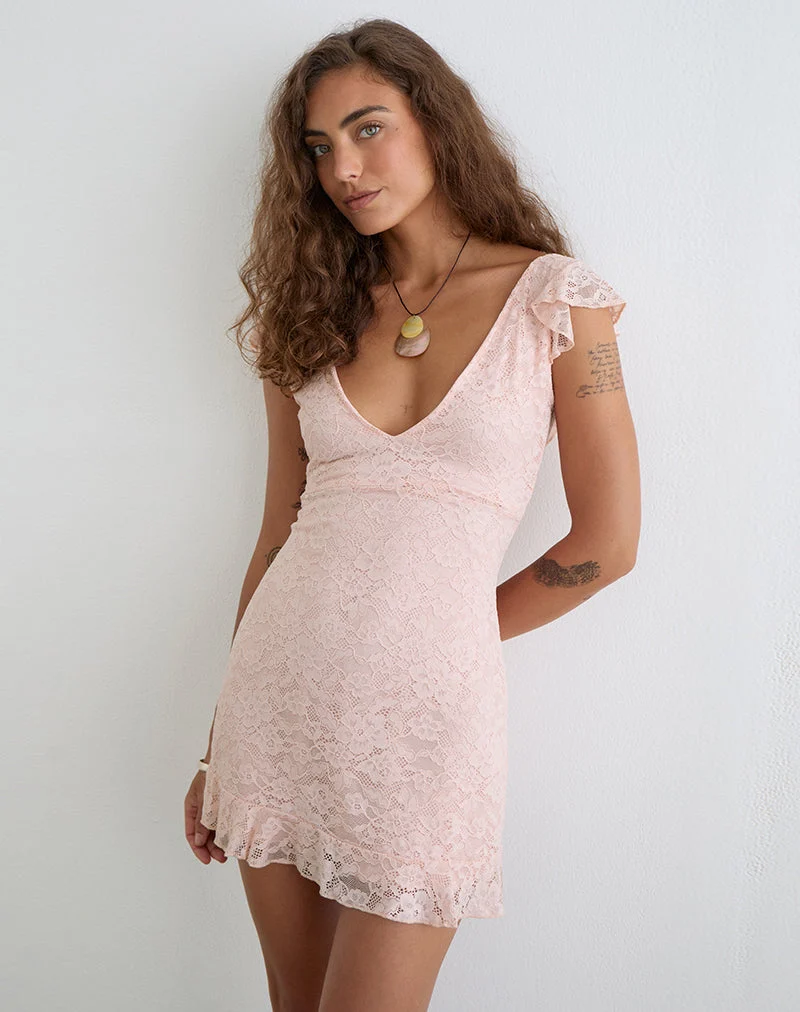 Lanaila Minikleid aus Spitze in zartem Rosa