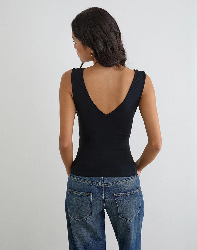 August-Tanktop aus Rayon-Jersey, schwarz