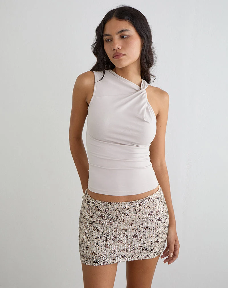 Govinda-Minirock mit Paisley-Muster und goldenen Pailletten