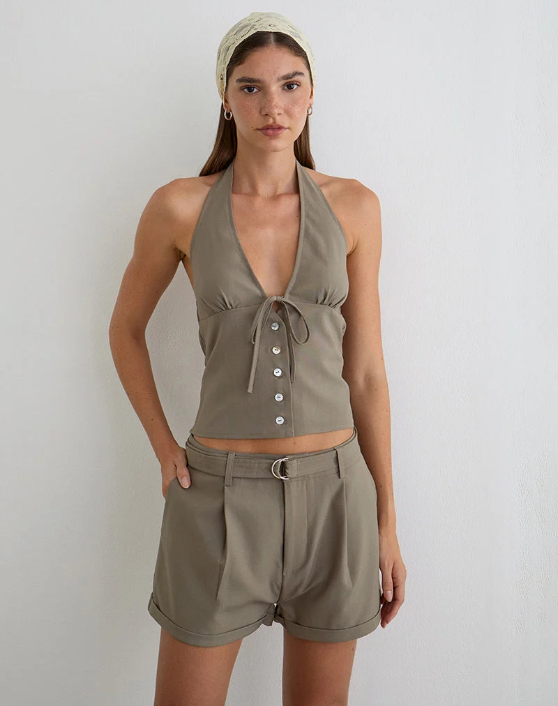 Miluta Shorts in Tailoring, Dunkelbeige