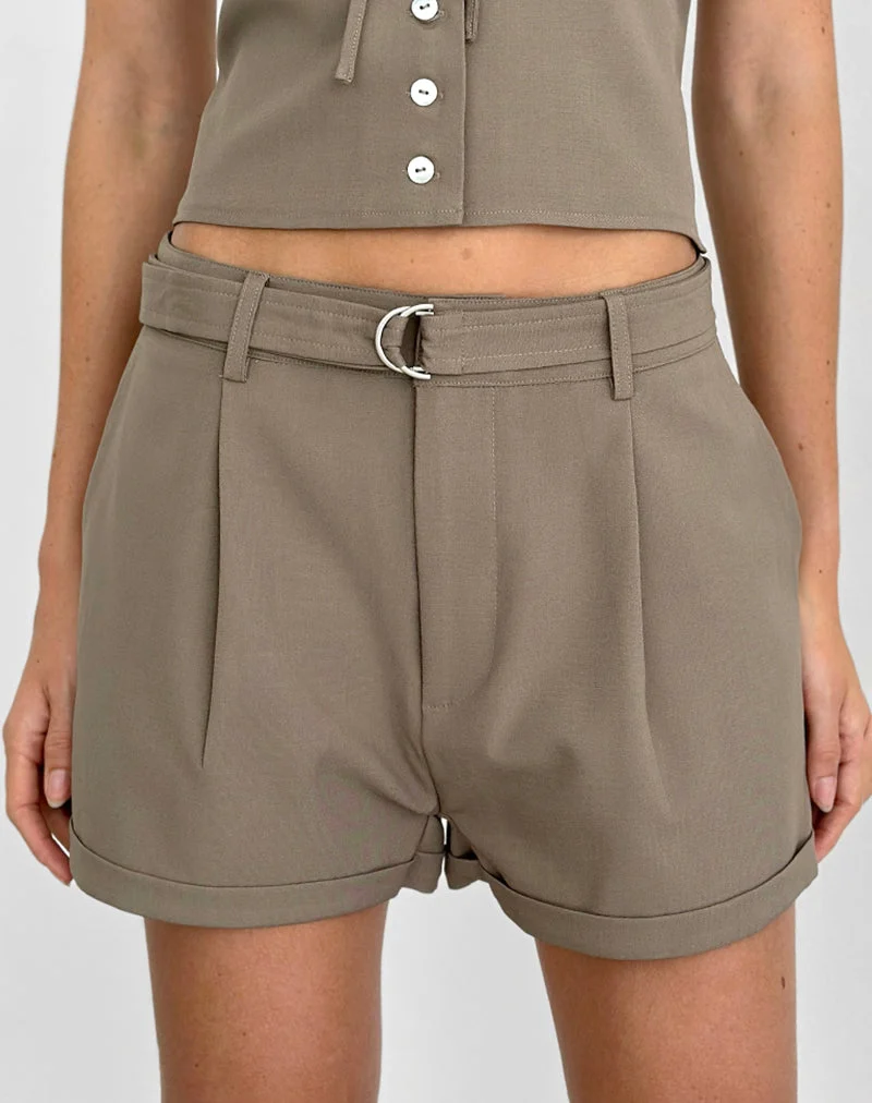 Miluta Shorts in Tailoring, Dunkelbeige