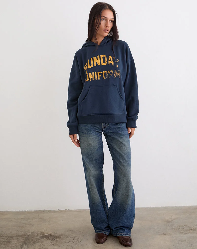 Guyton-Hoodie in Marineblau mit „Sunday Uniform“-Motiv