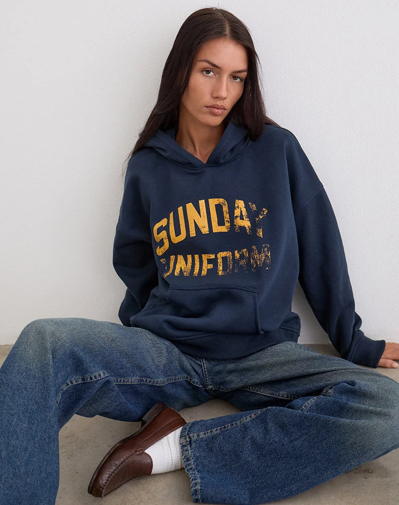 Guyton-Hoodie in Marineblau mit „Sunday Uniform“-Motiv