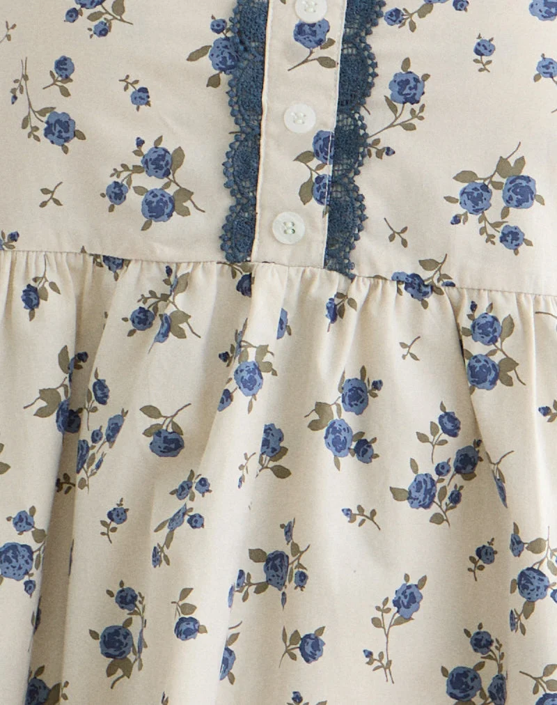 Gal-Minikleid in „Ditsy Leaf Rose Navy“