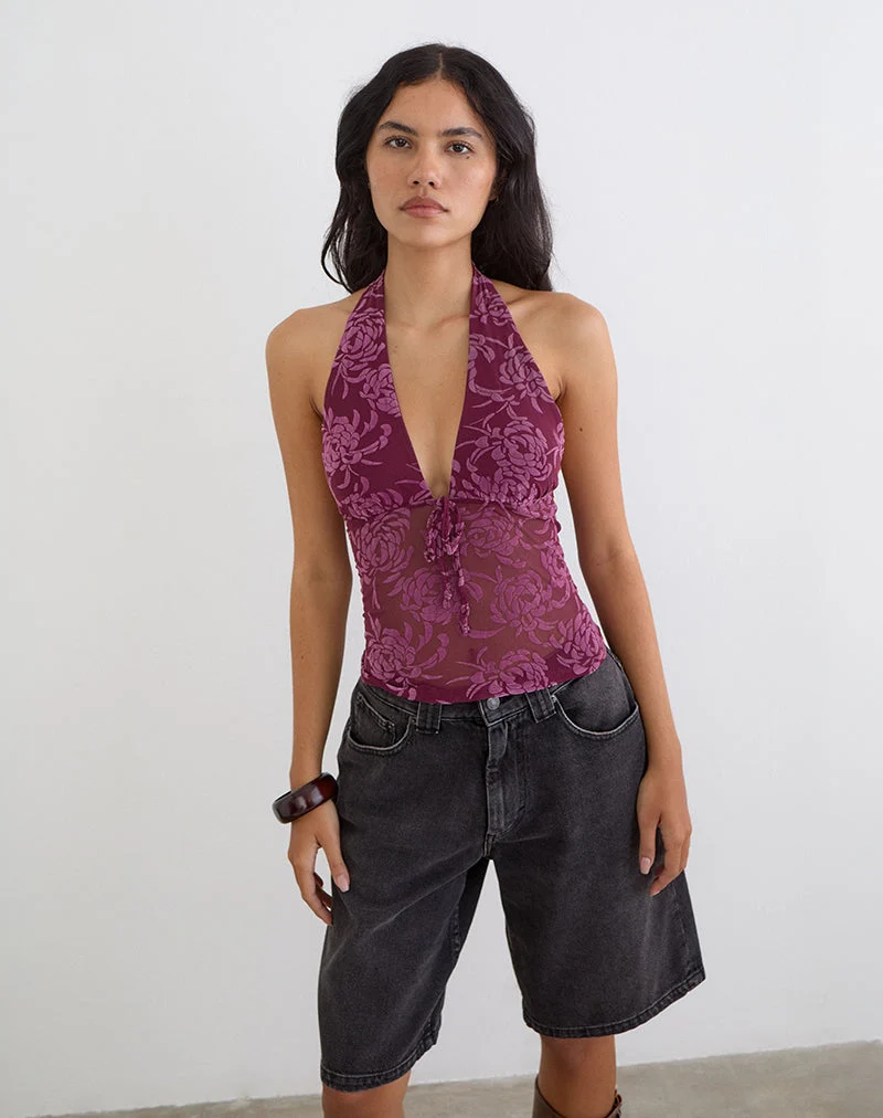 Kadio-Top in Flock Shadow Leaf Plum