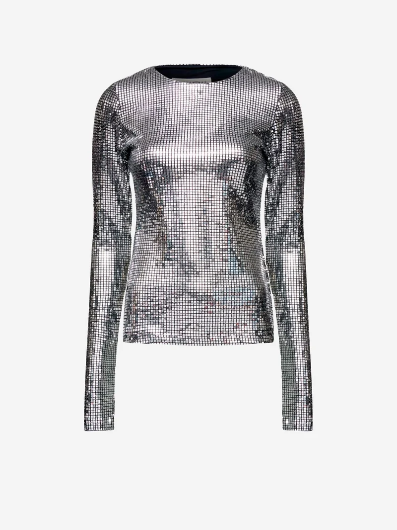 Maglia a maniche lunghe effetto metallico