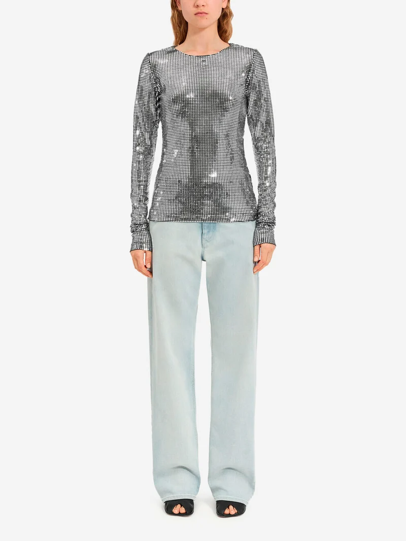 Maglia a maniche lunghe effetto metallico