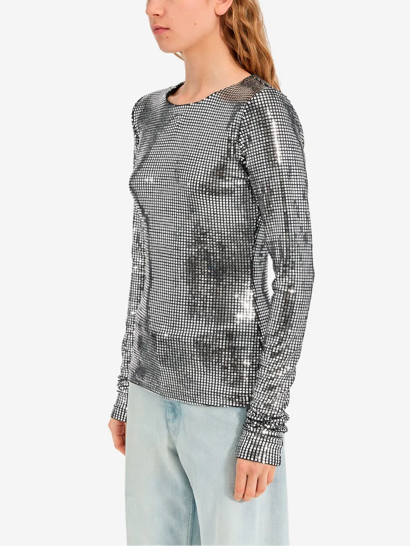 Maglia a maniche lunghe effetto metallico