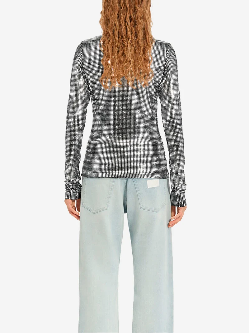 Maglia a maniche lunghe effetto metallico