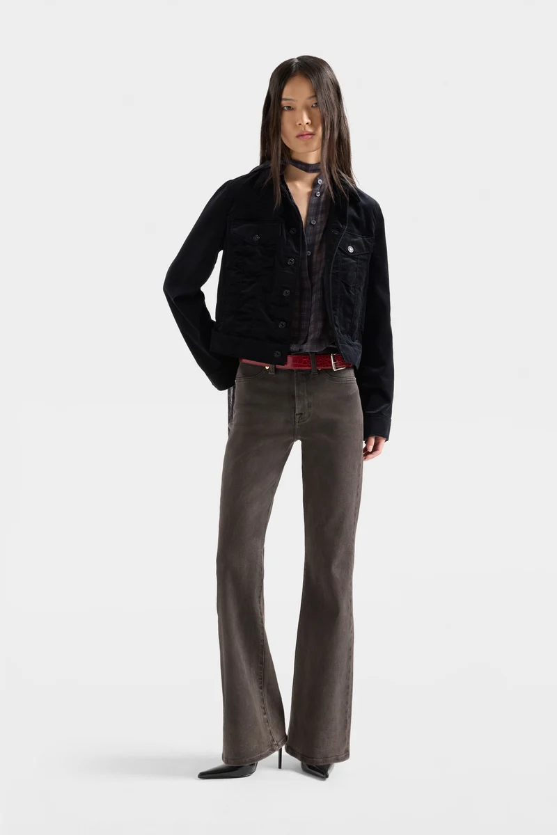 LEGGY BOOTCUT in Coated Denim Brown