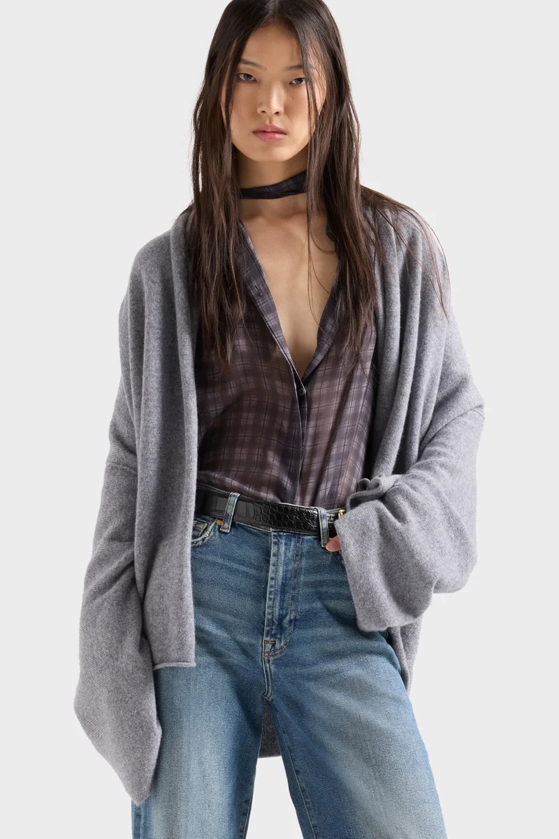 SHAWL CARDIGAN in Cashmere Wolf