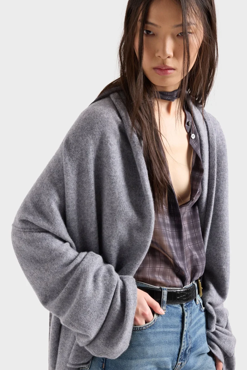 SHAWL CARDIGAN in Cashmere Wolf