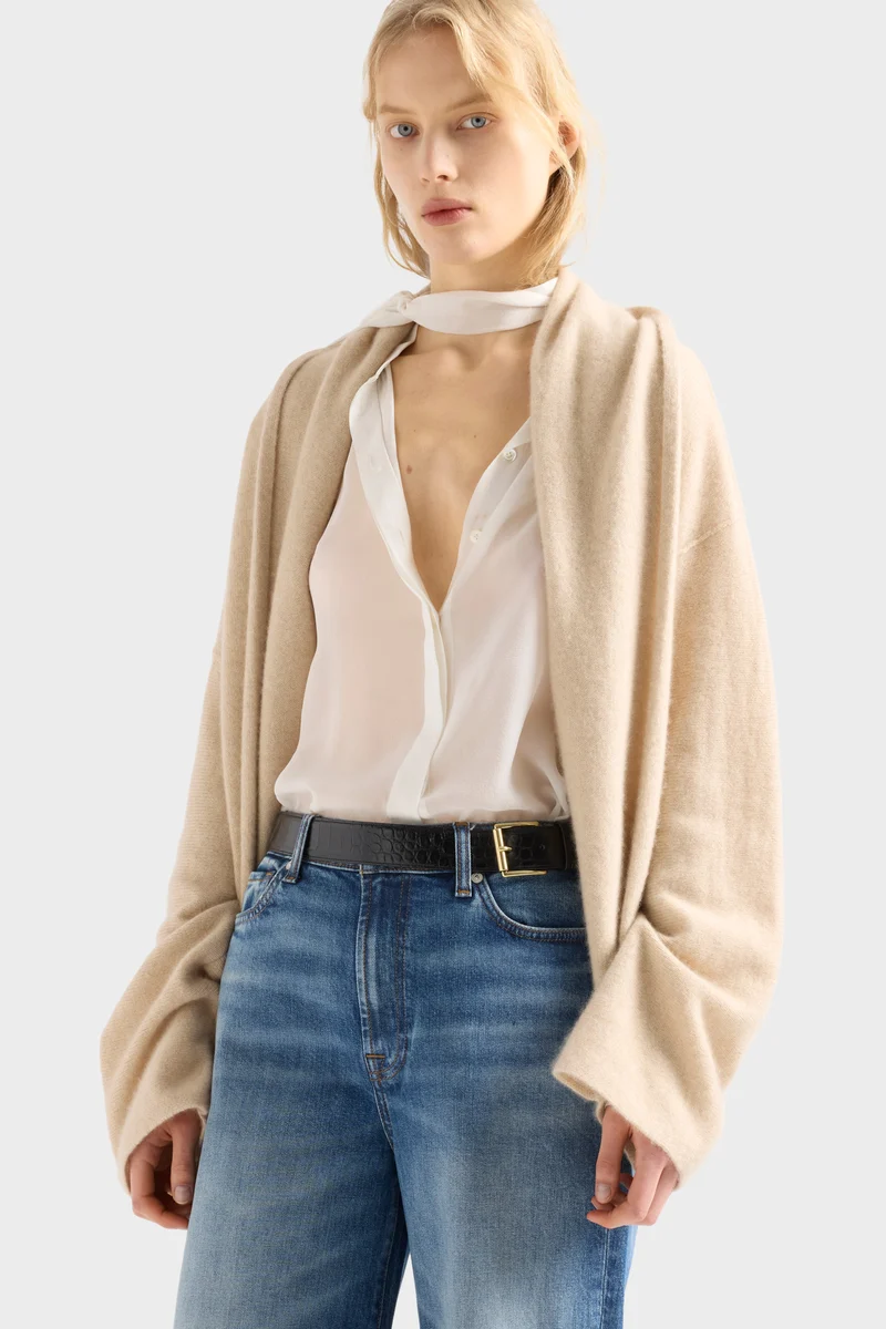 SHAWL CARDIGAN in Cashmere Birch