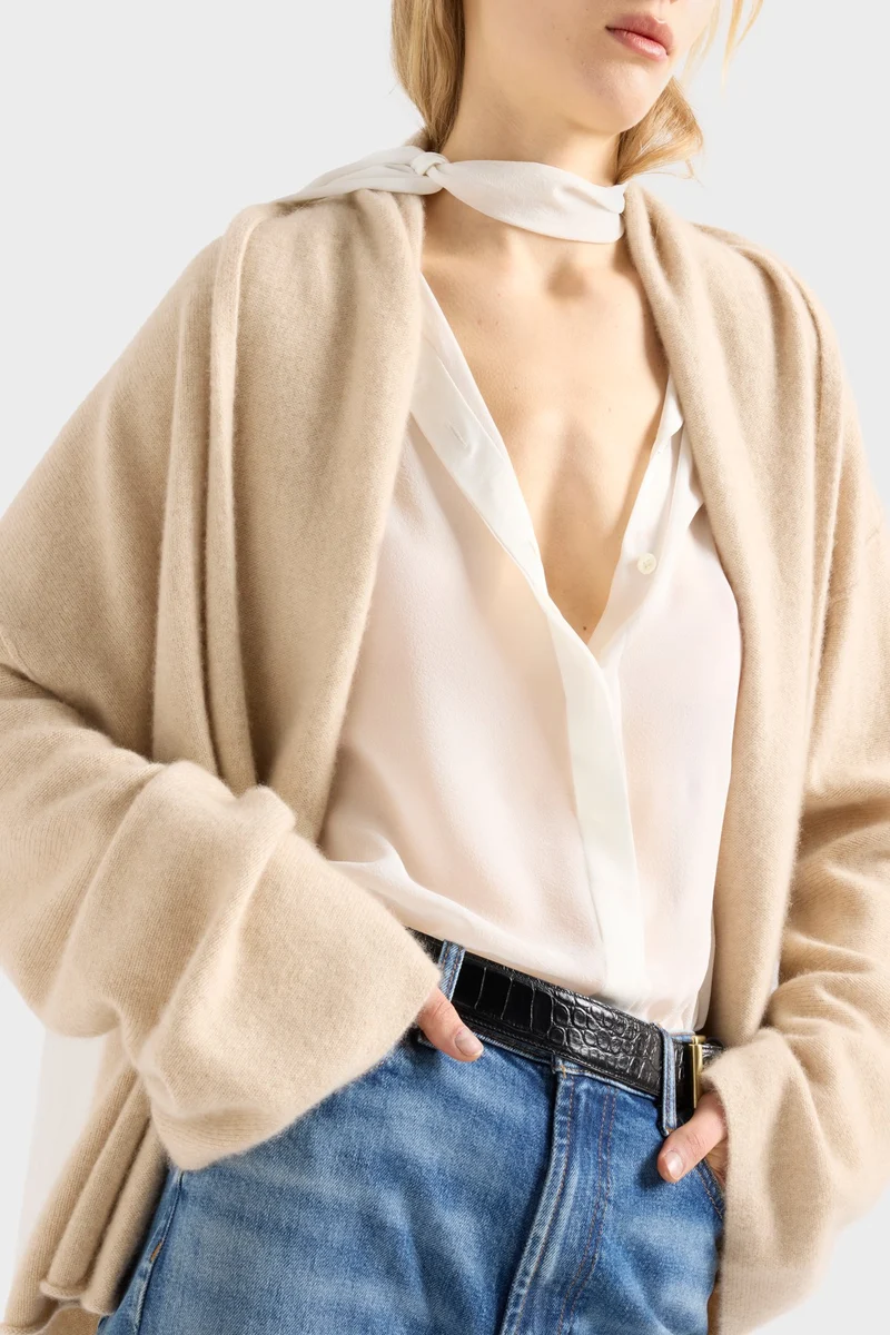 SHAWL CARDIGAN in Cashmere Birch