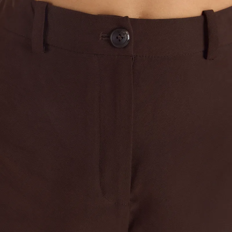 Hochtaillierte Tailored-Shorts - Schokolade