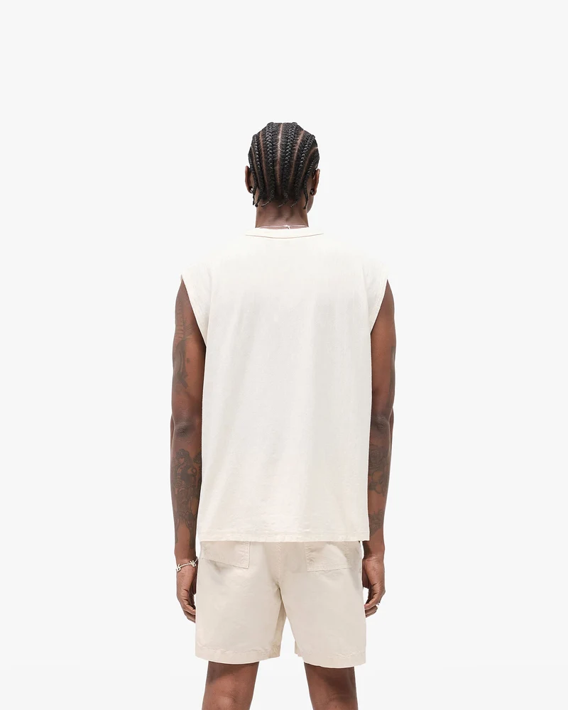 Slub Script Tank - Aged White