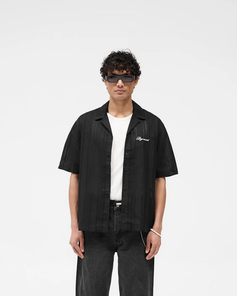 Embroidered Bowling Shirt - Jet Black