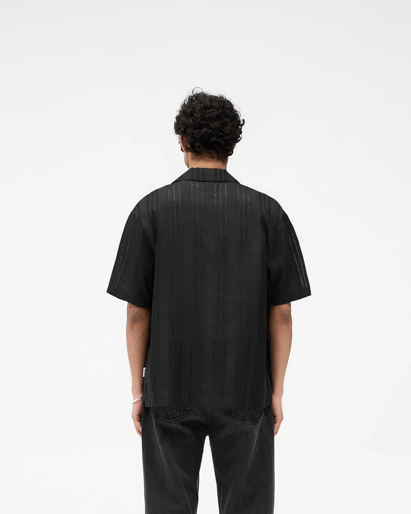 Embroidered Bowling Shirt - Jet Black