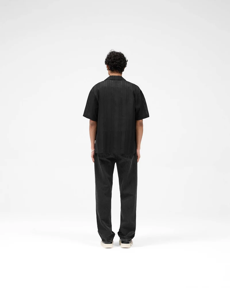 Embroidered Bowling Shirt - Jet Black
