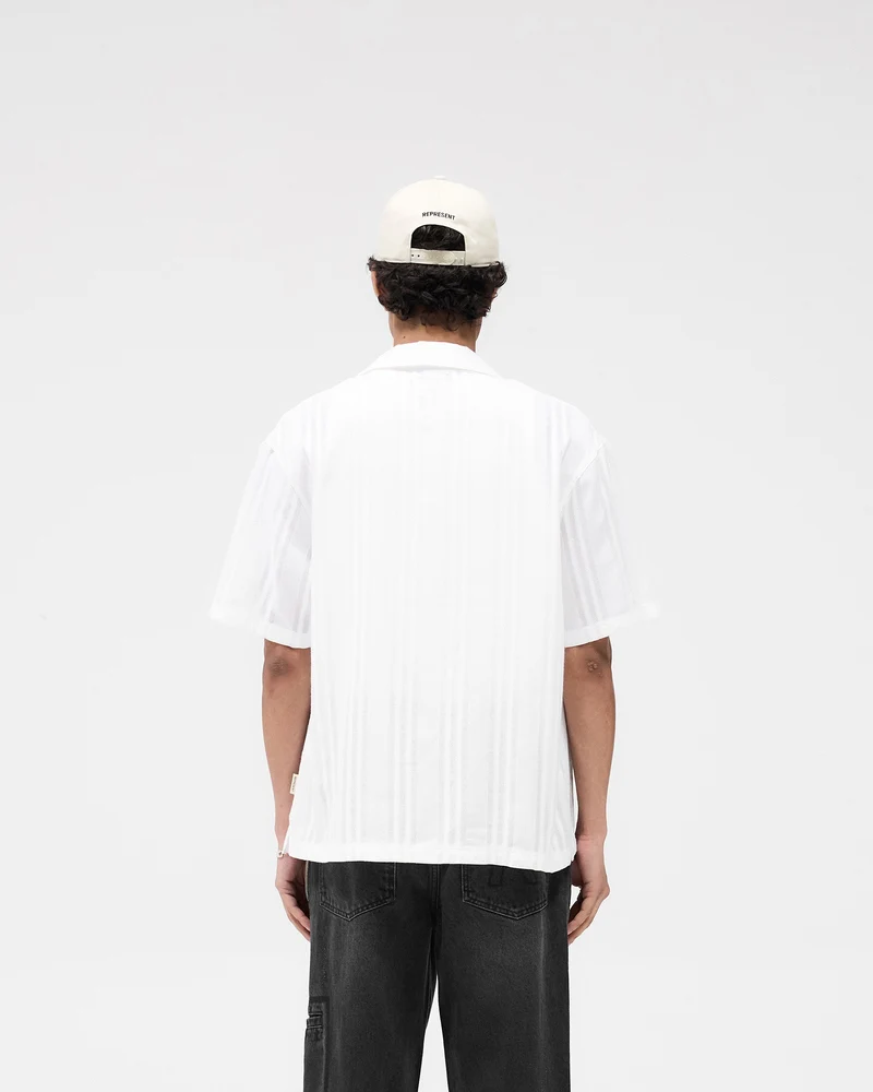 Embroidered Bowling Shirt - Antique White