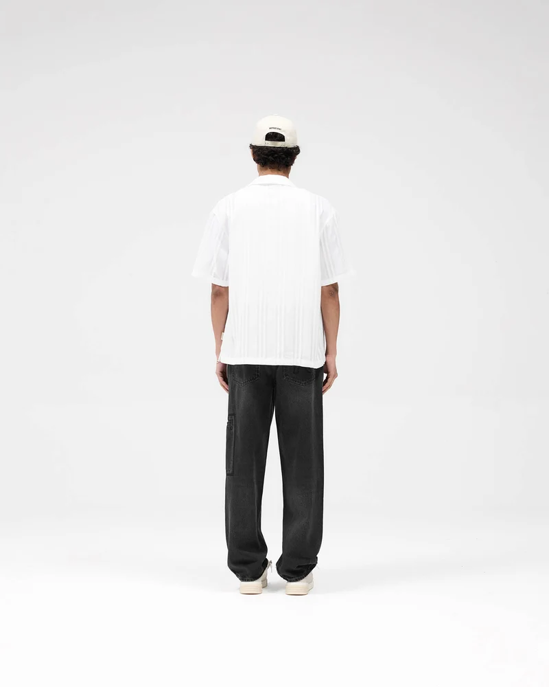 Embroidered Bowling Shirt - Antique White