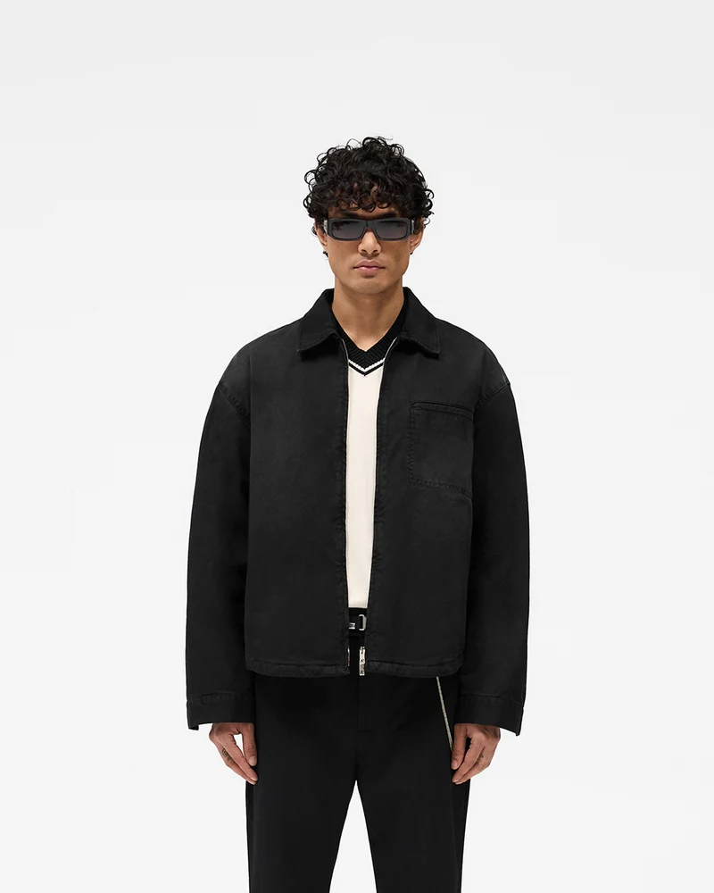 Cotton Zip Through Shirt - Black