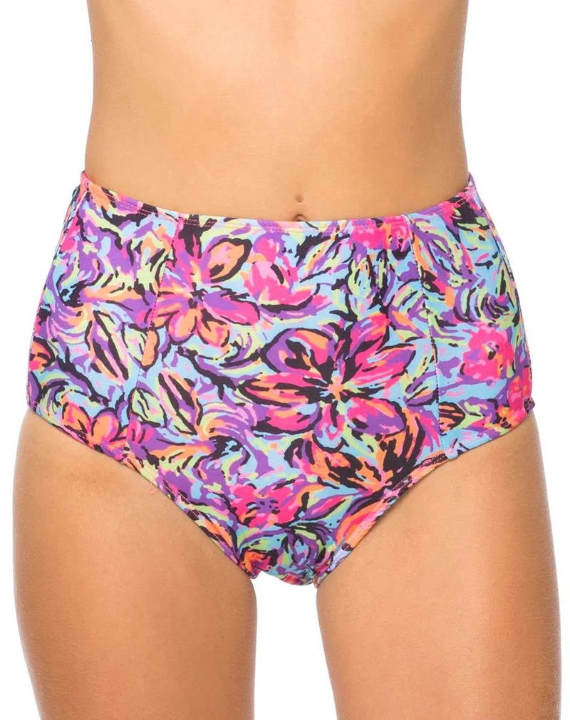 Motel Flux Longline Bikini Unterteil In Fluro Blume