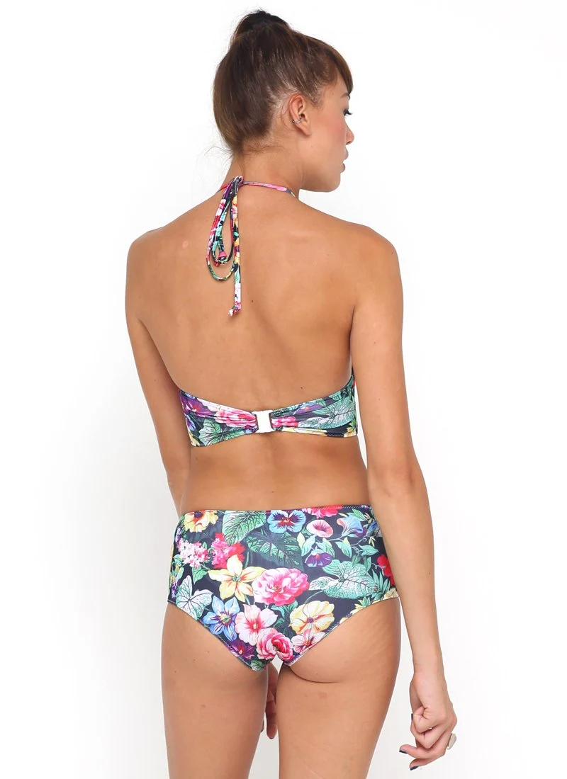 Bikini-Unterteil mit langem Ausschnitt in Cottage Garden