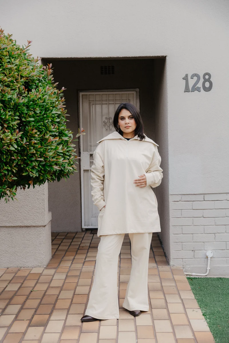 Fancy 1/4 Zip Tracksuit- Creme