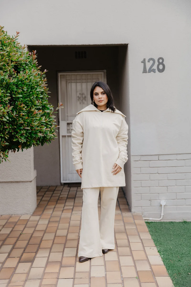 Fancy 1/4 Zip Tracksuit- Creme