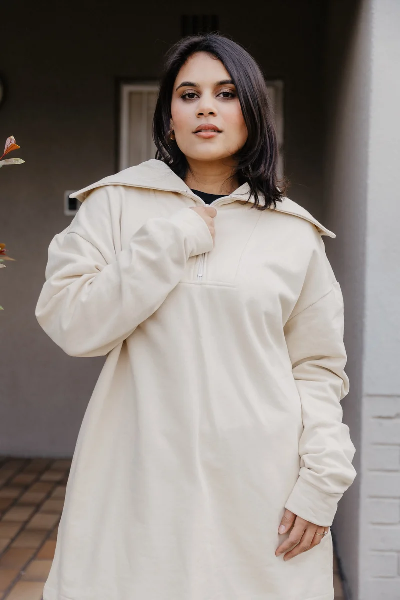 Fancy 1/4 Zip Tracksuit- Creme