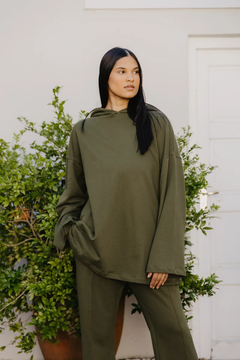 Oversized Hoody Tracksuit Olive