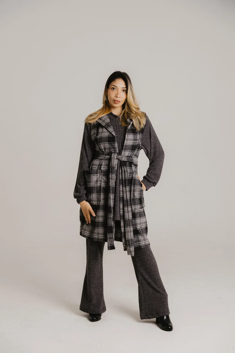 Sleeveless Melton Coat