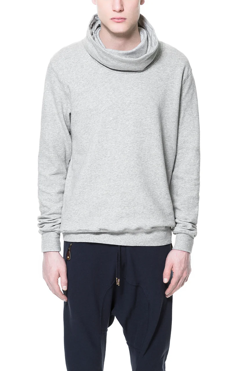 Scarf style grey sweatshirt