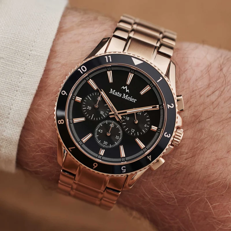 Mats Meier Ponte dei Salti Chronograaf HerrenUhr Rosé Goldfarbene und Schwarz MM00510