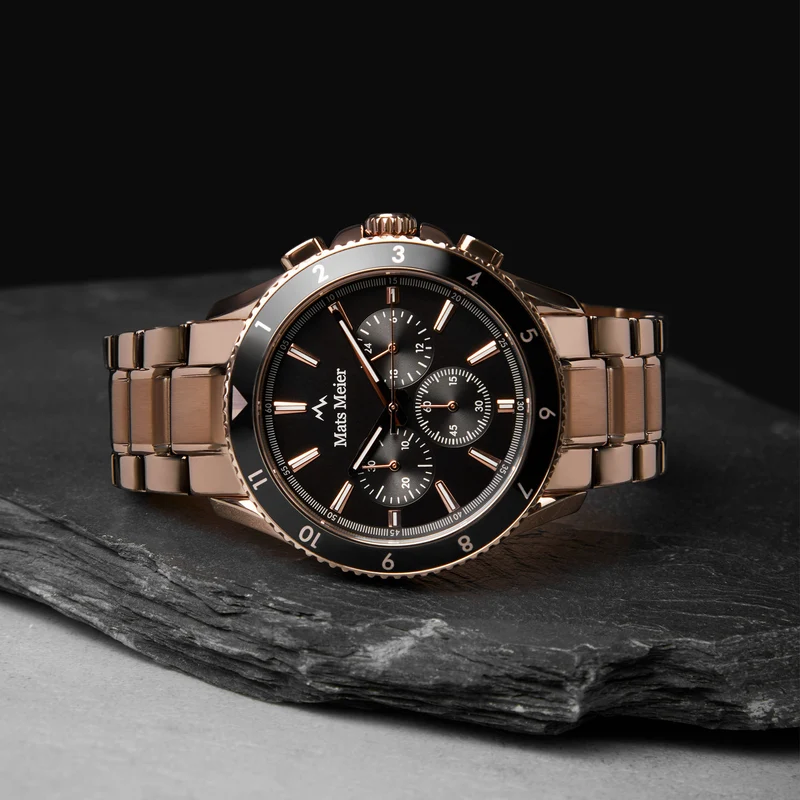 Mats Meier Ponte dei Salti Chronograaf HerrenUhr Rosé Goldfarbene und Schwarz MM00510