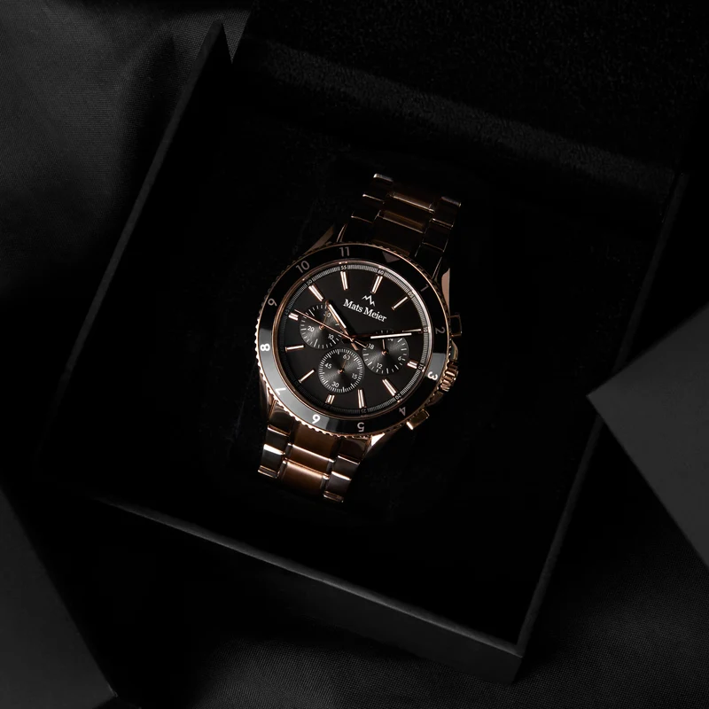 Mats Meier Ponte dei Salti Chronograaf HerrenUhr Rosé Goldfarbene und Schwarz MM00510