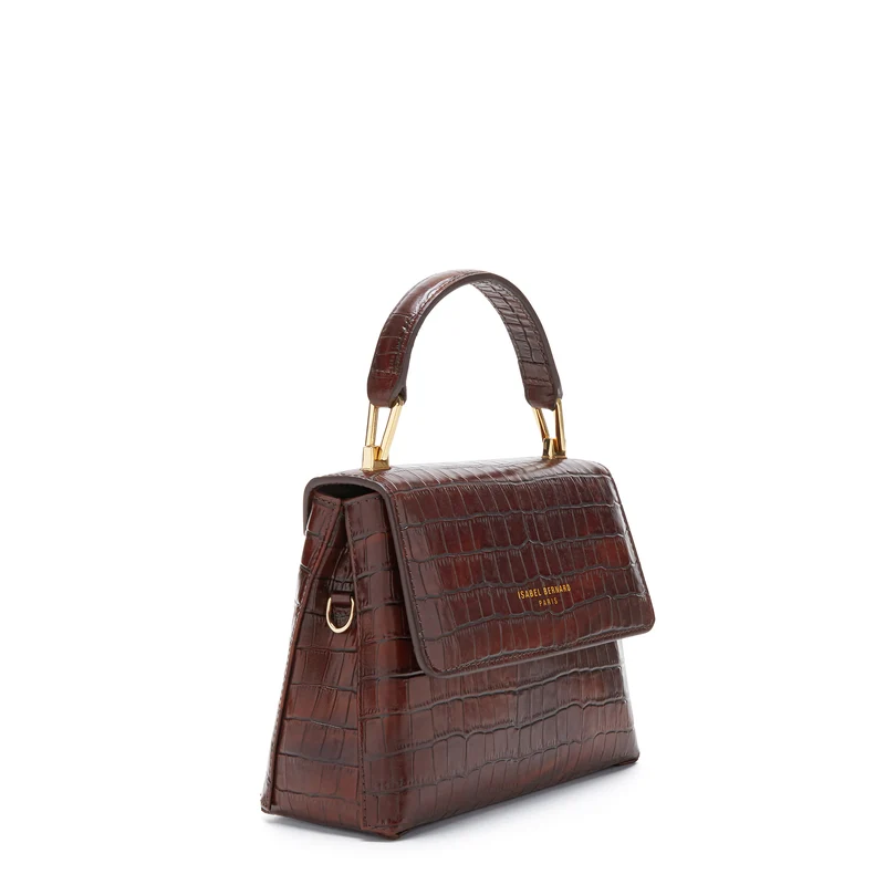 Isabel Bernard Femme Forte Heline Kroko Braun Kalbsleder Handtasche IB21013