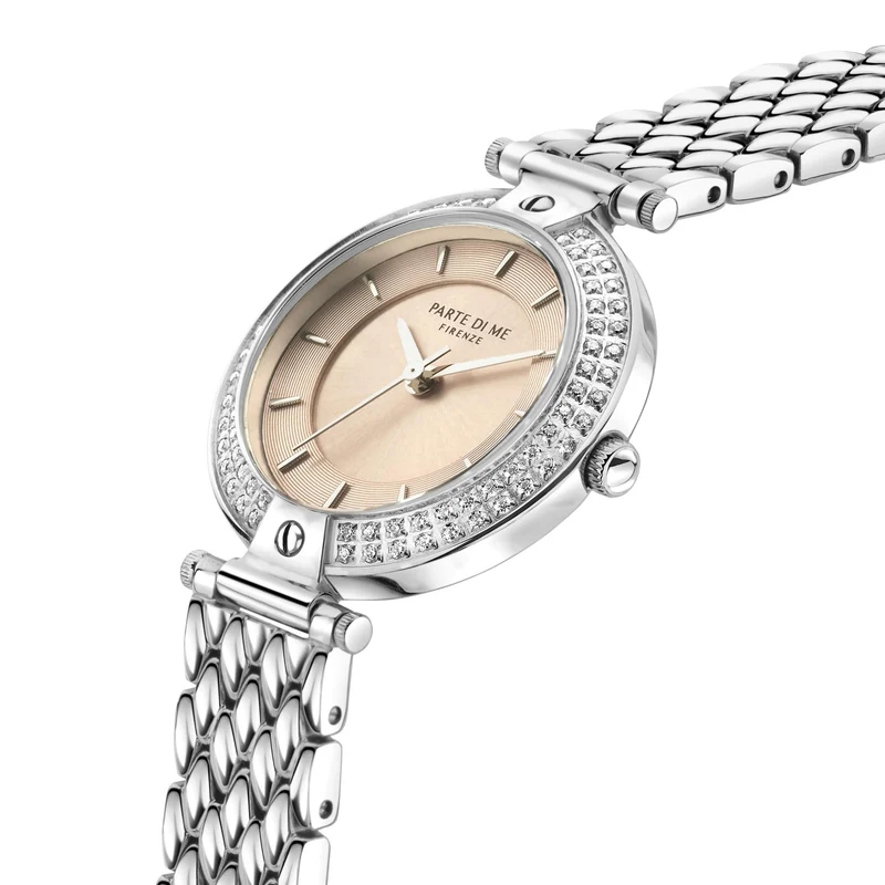 Parte Di Me Orologio Rond DamenUhr Silberfarbene und Taupe PDM09009