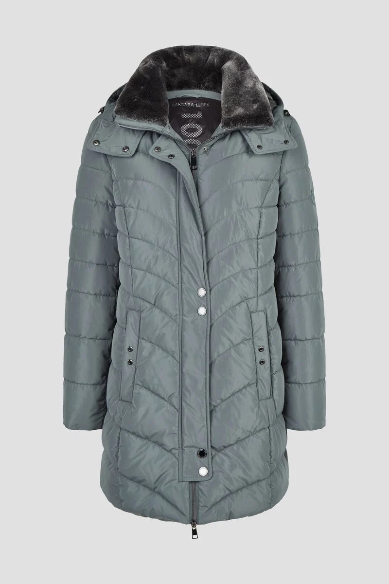 Jacke Down Free mit Kapuze und Webpelz