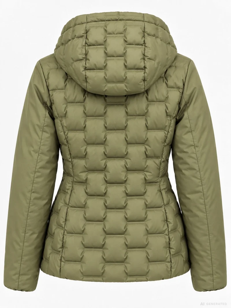 Khaki Steppjacke Damen leicht Ärmel ohne Steppung