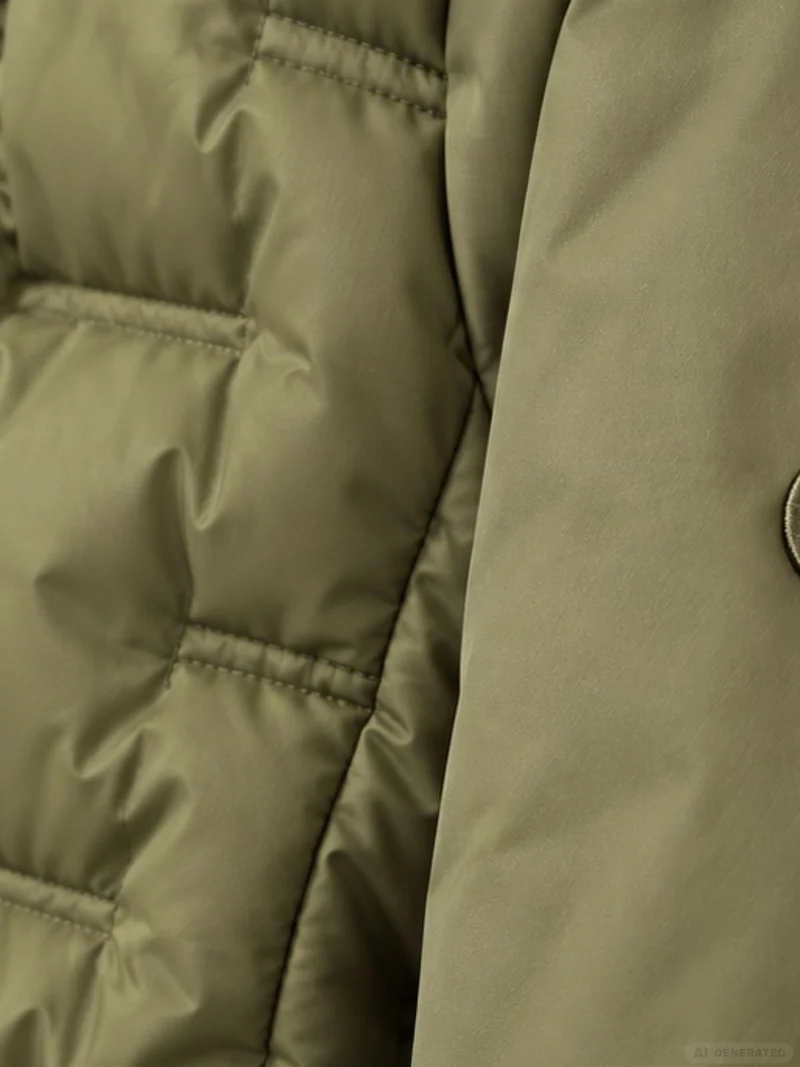 Khaki Steppjacke Damen leicht Ärmel ohne Steppung