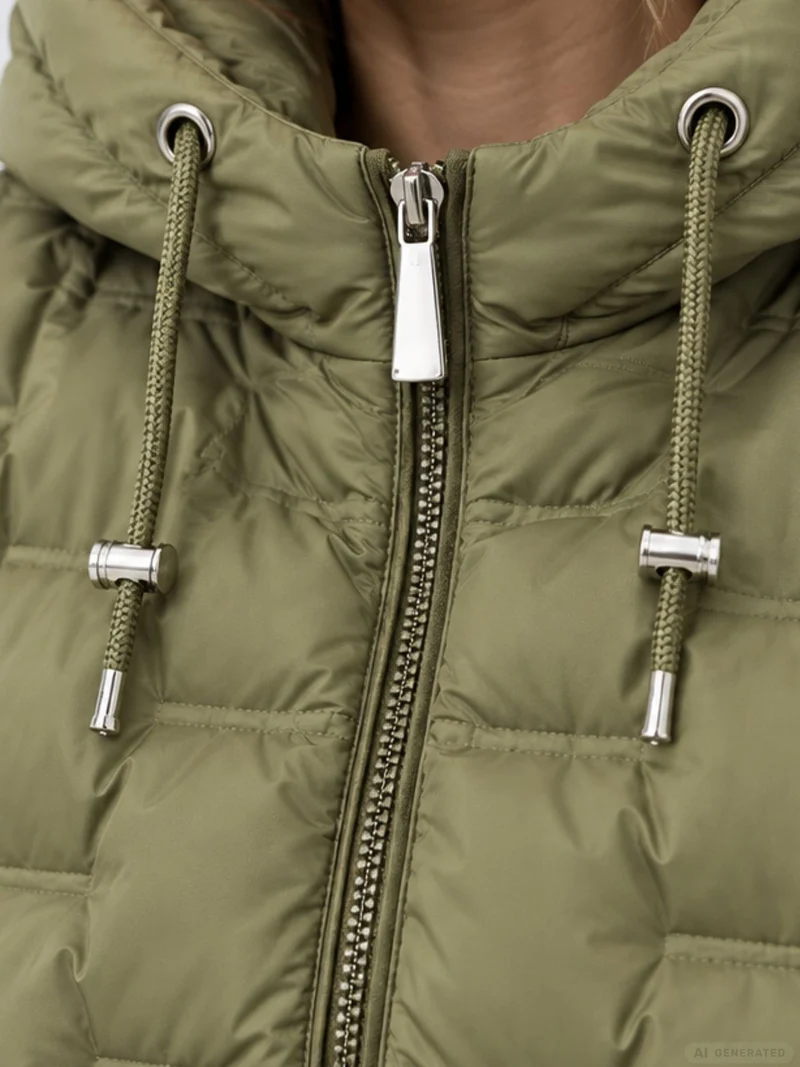 Khaki Steppjacke Damen leicht Ärmel ohne Steppung
