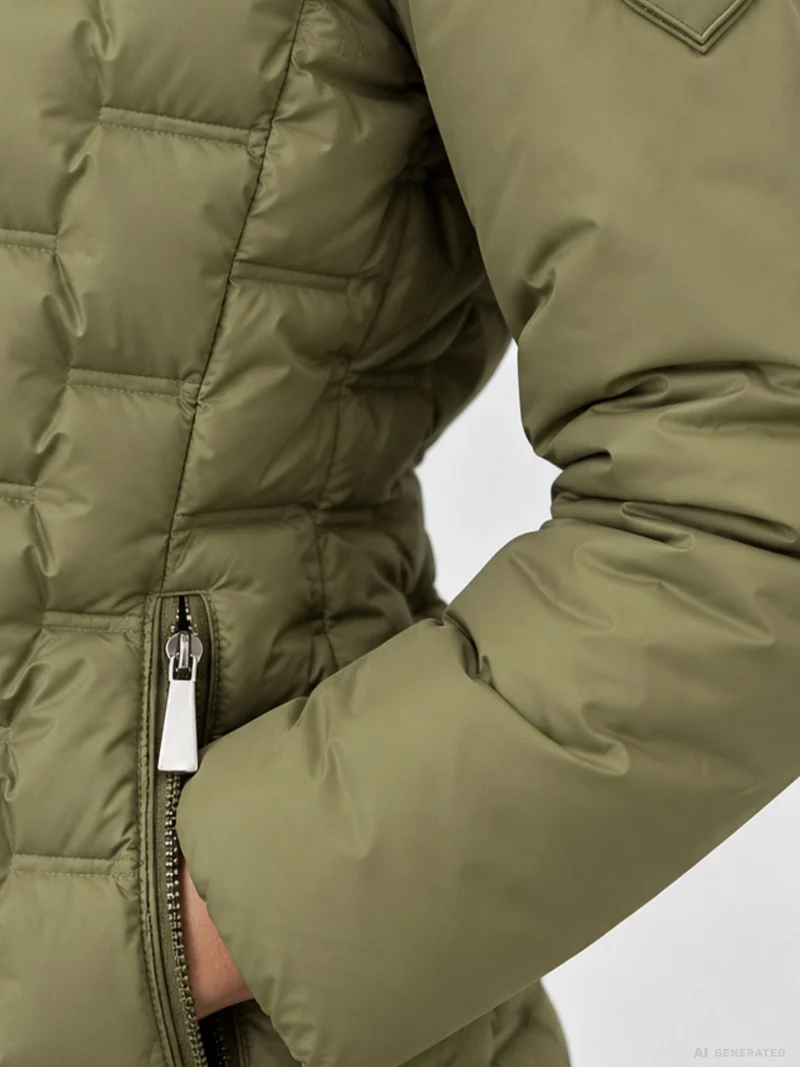 Khaki Steppjacke Damen leicht Ärmel ohne Steppung