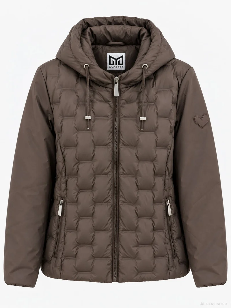 Braune Steppjacke Damen leicht Ärmel ohne Steppung