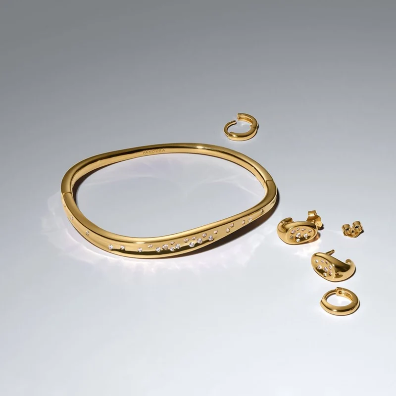 Pandora Essence Vergoldete Organisch Geformte Stone-Set Ohrstecker 264661C01