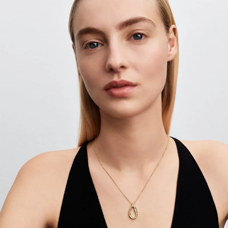 Pandora Essence Vergoldete Organisch Geformte Stone-Set Pendant Halskette 364666C01-45