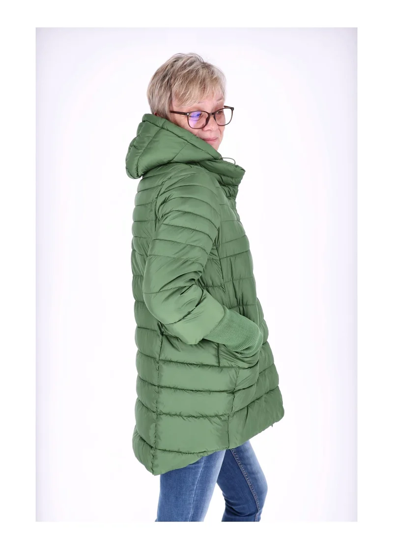 Damen Steppjacke mit Strickbündchen in Grün